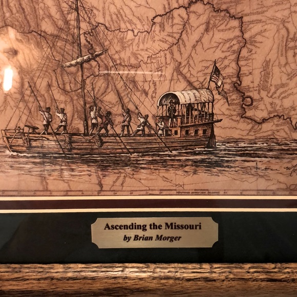 Vintage Lewis & Clark Ascending the Missouri by Brian Morger - 15.25x9.25 - Picture 2 of 5
